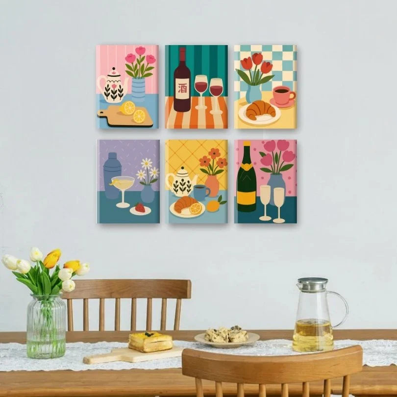 Coffret "Tables colorées" – 6 peintures par numéro