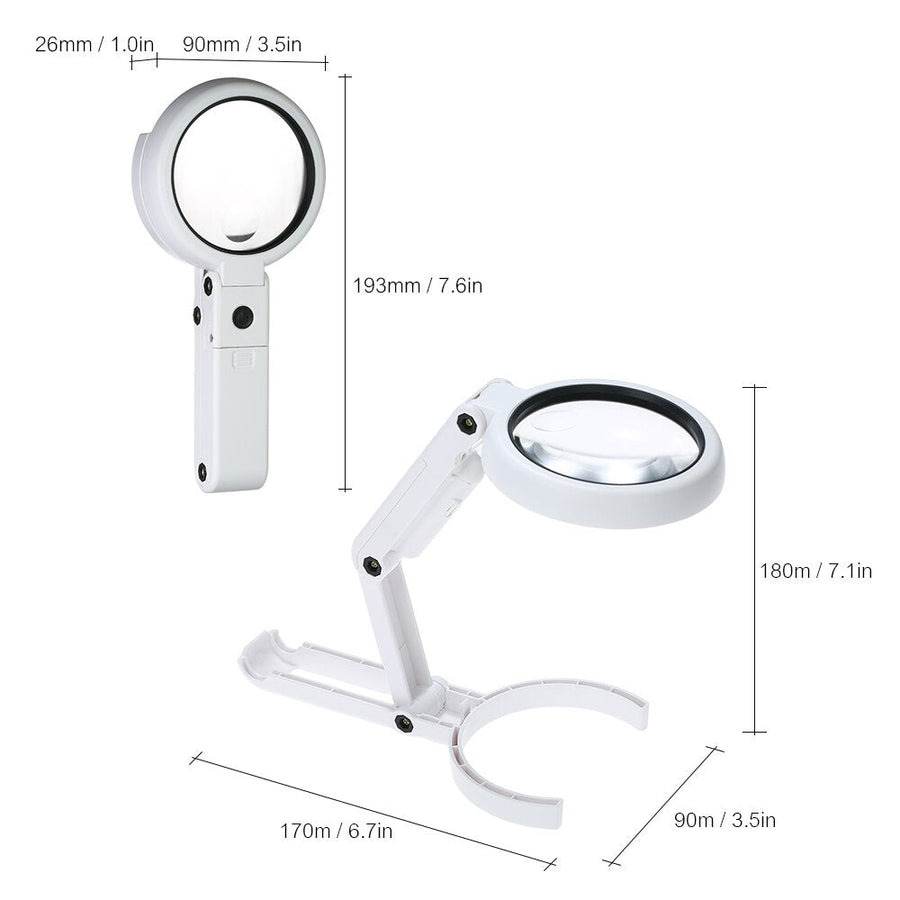Loupe pliable LED – Grossissement 5× et 11×