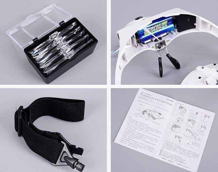 Lunettes loupe de précision avec lampe LED – 5 lentilles