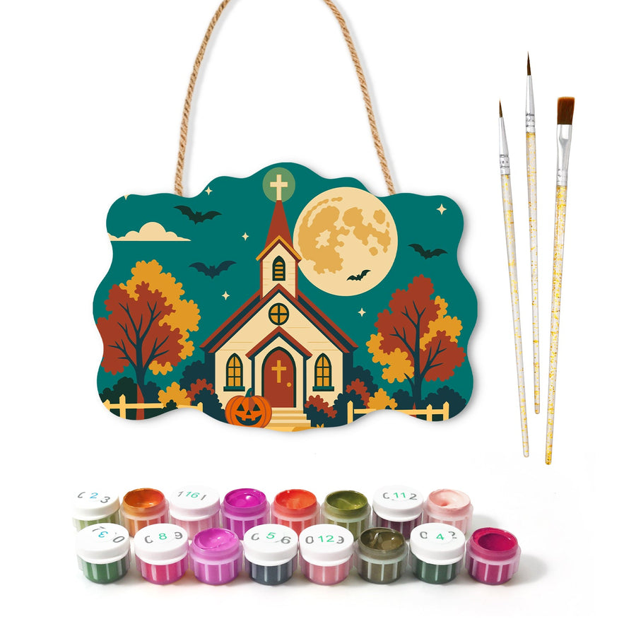 Chapelle sous la Lune | Pancarte à peindre