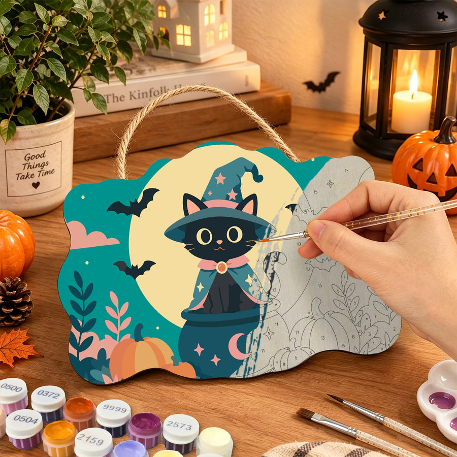 Chat au Chapeau Étoilé | Pancarte à peindre