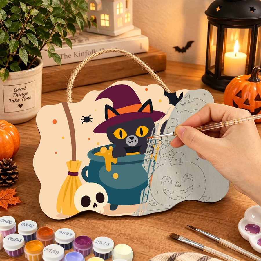 Chat au Chapeau Pointu | Pancarte à peindre