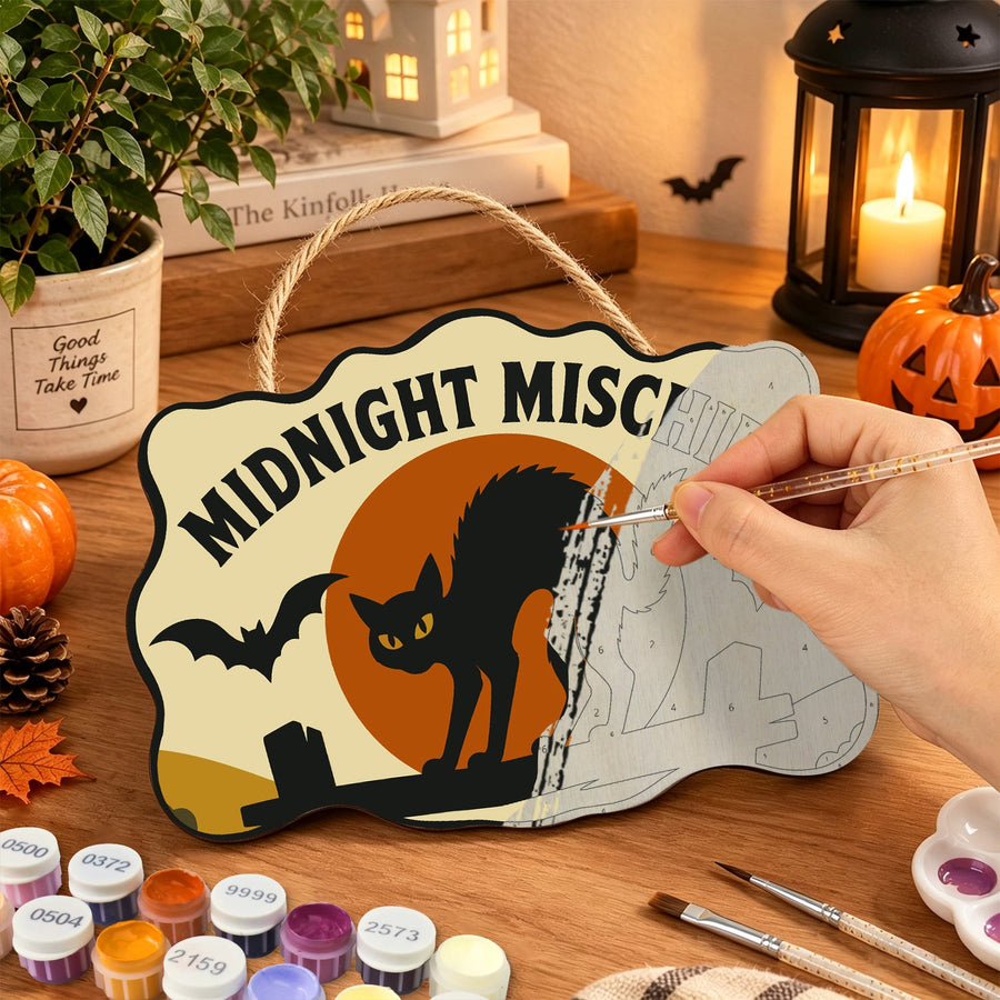 Chat Noir de Minuit | Pancarte à peindre