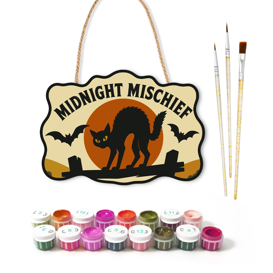 Chat Noir de Minuit | Pancarte à peindre