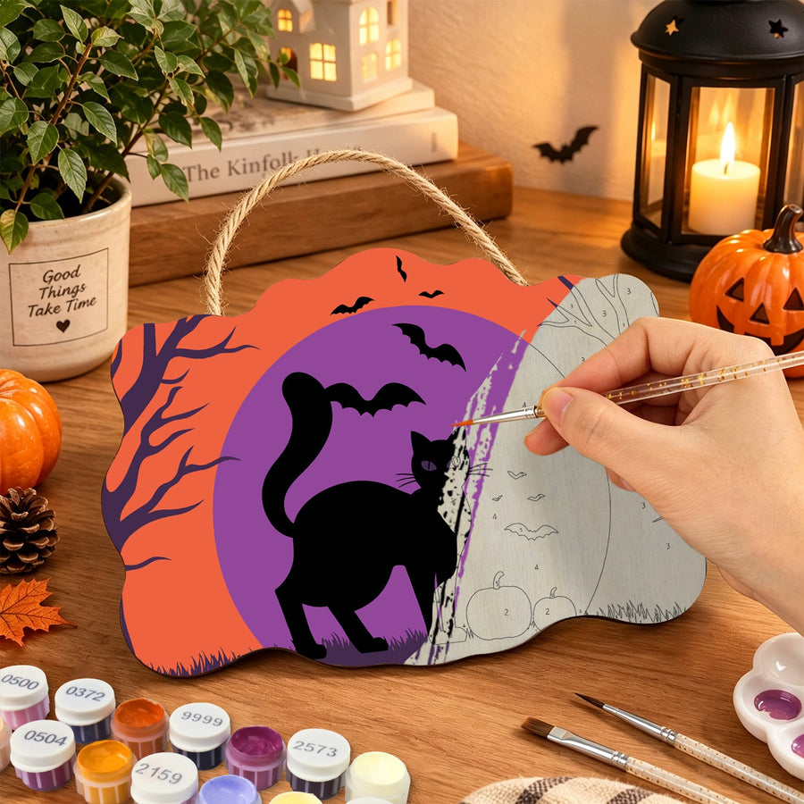 Chat Noir en Silhouette | Pancarte à peindre