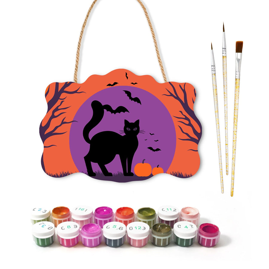 Chat Noir en Silhouette | Pancarte à peindre
