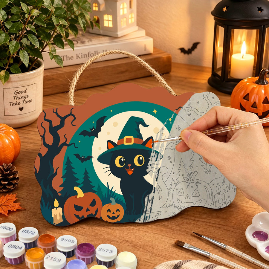 Chat Noir Ensorcelé | Pancarte à peindre