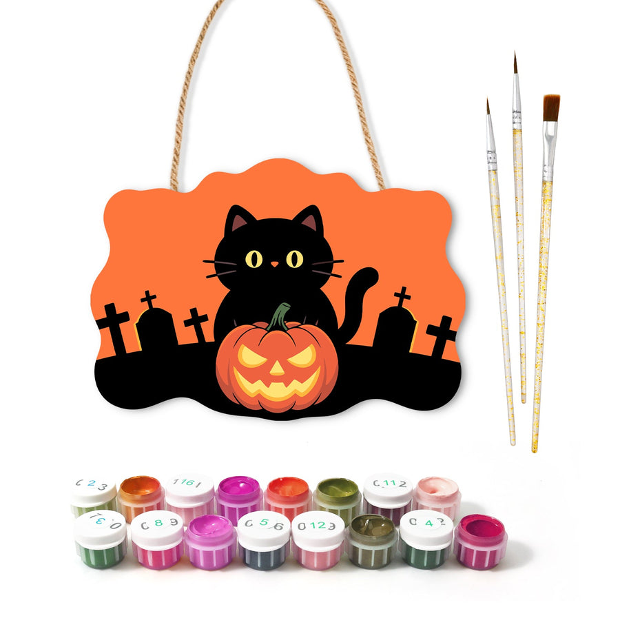 Chat Noir et Citrouille | Pancarte à peindre