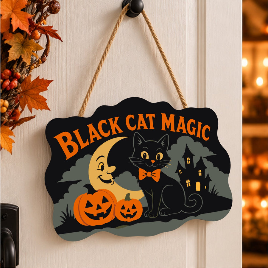 Chat Noir et Lune Rieuse | Pancarte à peindre