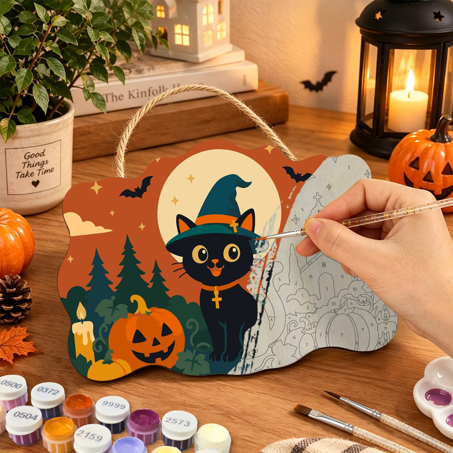 Chat Sorcier et Chapelle | Pancarte à peindre