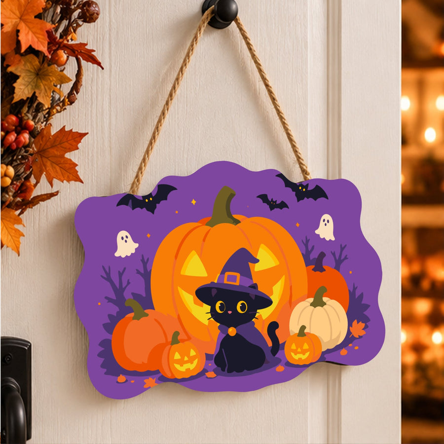 Chaton Noir et Citrouilles | Pancarte à peindre