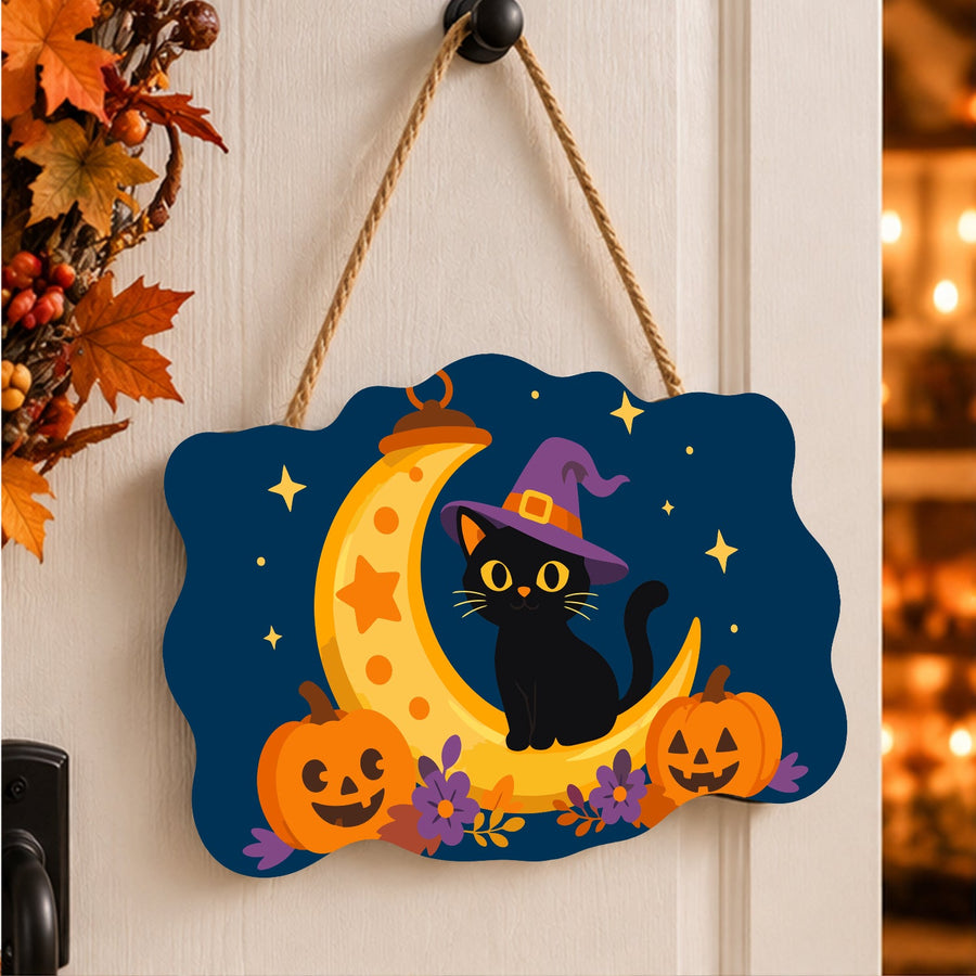 Chaton Sorcier sur la Lune | Pancarte à peindre