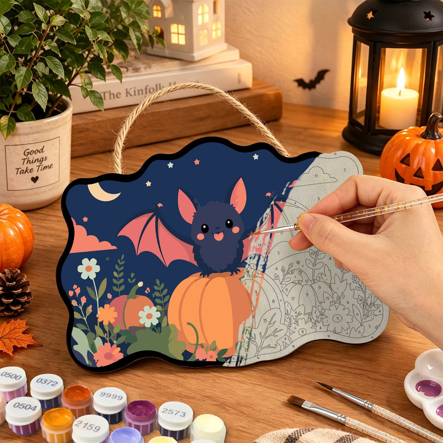Chauve-souris Rose sur Citrouille | Pancarte à peindre