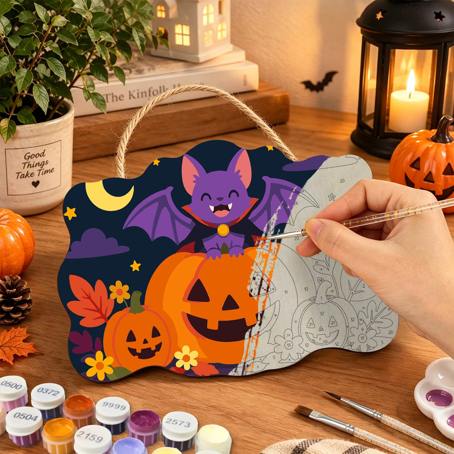 Chauve-souris sur Grande Citrouille | Pancarte à peindre