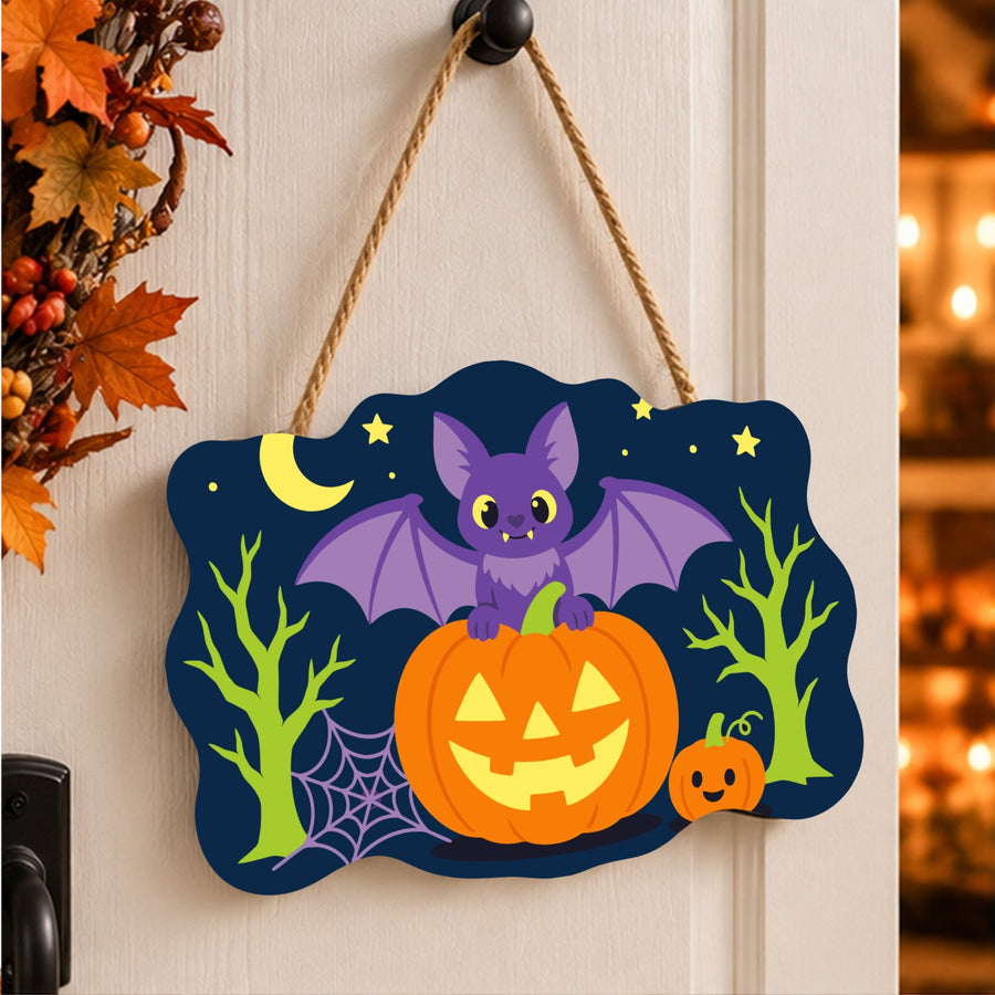 Chauve-souris Violette et Citrouille | Pancarte à peindre