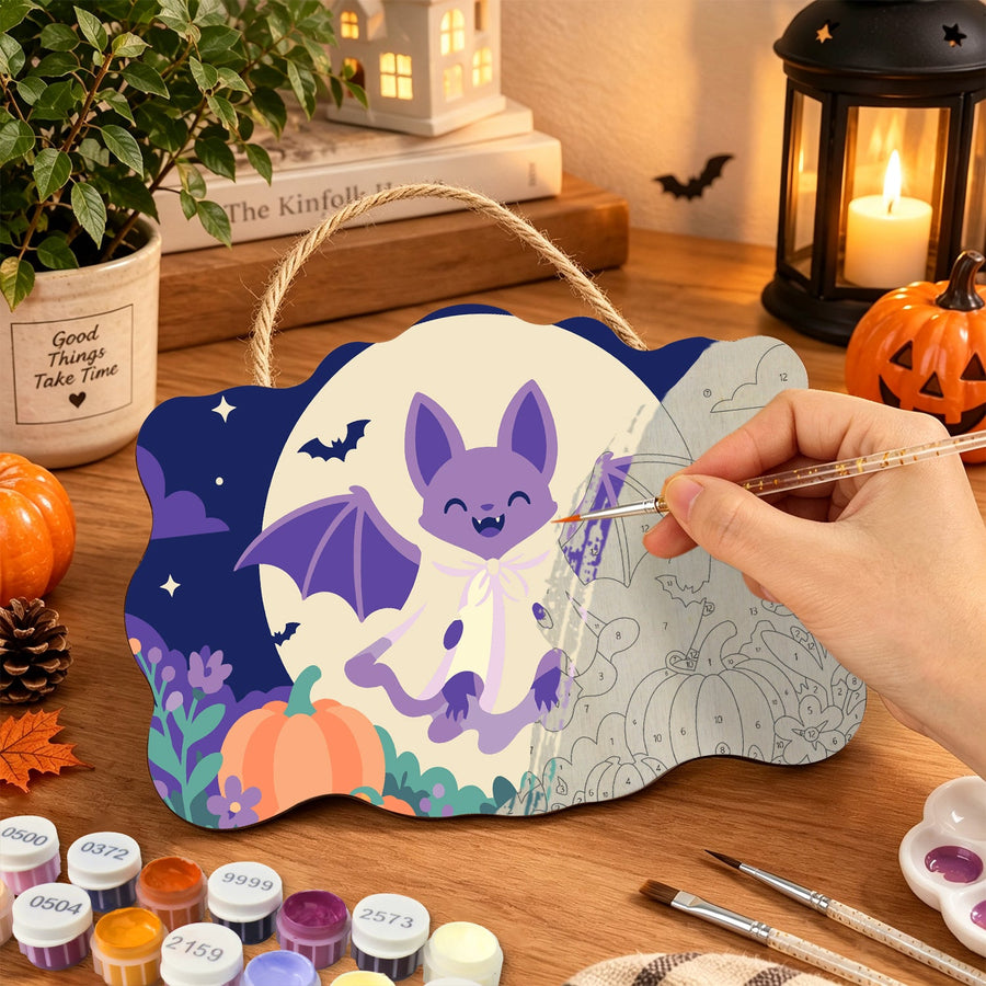 Chauve-souris Violette et Lune | Pancarte à peindre