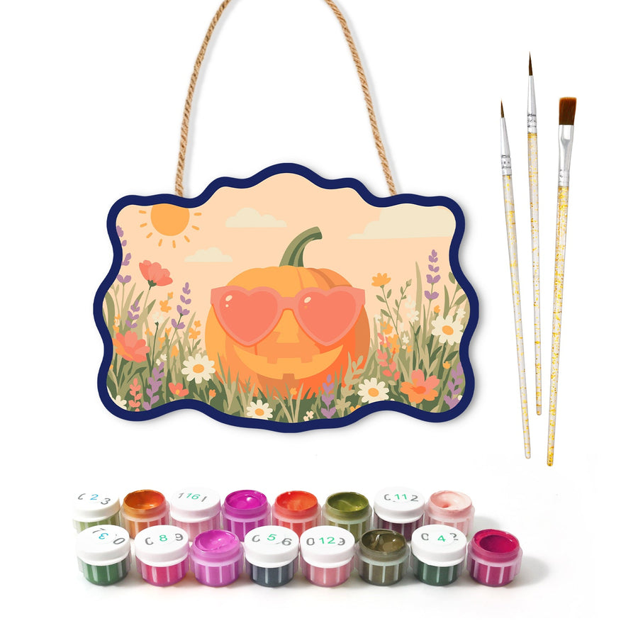 Citrouille à Lunettes Roses | Pancarte à peindre