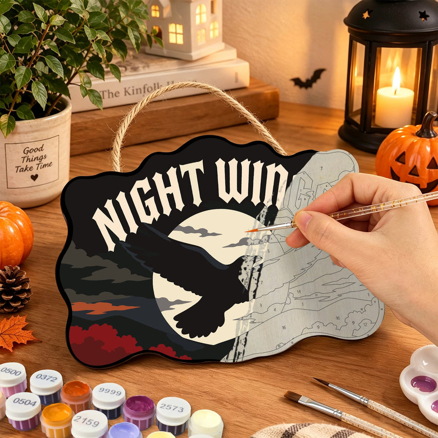 Corbeau en Vol Nocturne | Pancarte à peindre