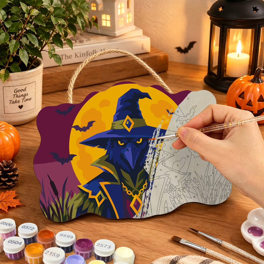 Corbeau Sorcier à Chapeau | Pancarte à peindre