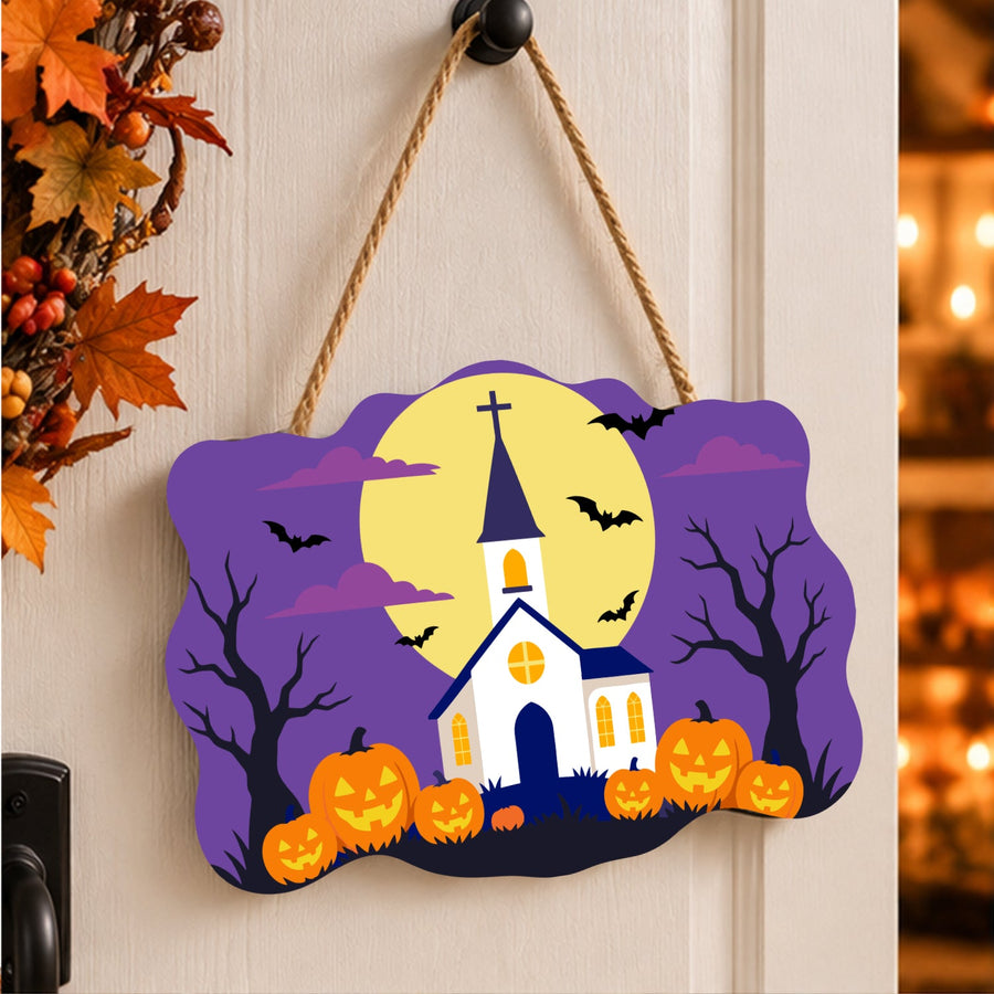 Église et Pleine Lune | Pancarte à peindre