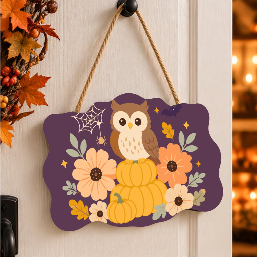 Hibou aux Fleurs d'Automne | Pancarte à peindre