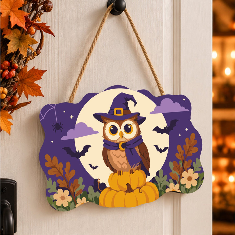 Hibou Sorcier et Citrouille | Pancarte à peindre