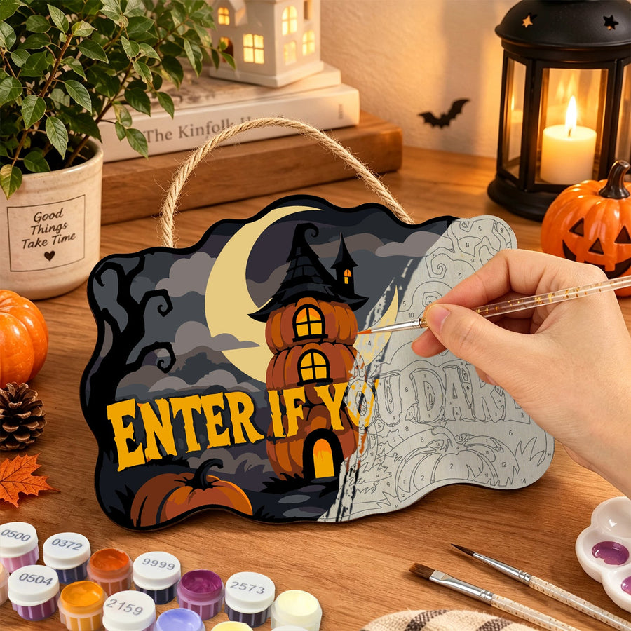 Maison de Citrouilles Empilées | Pancarte à peindre