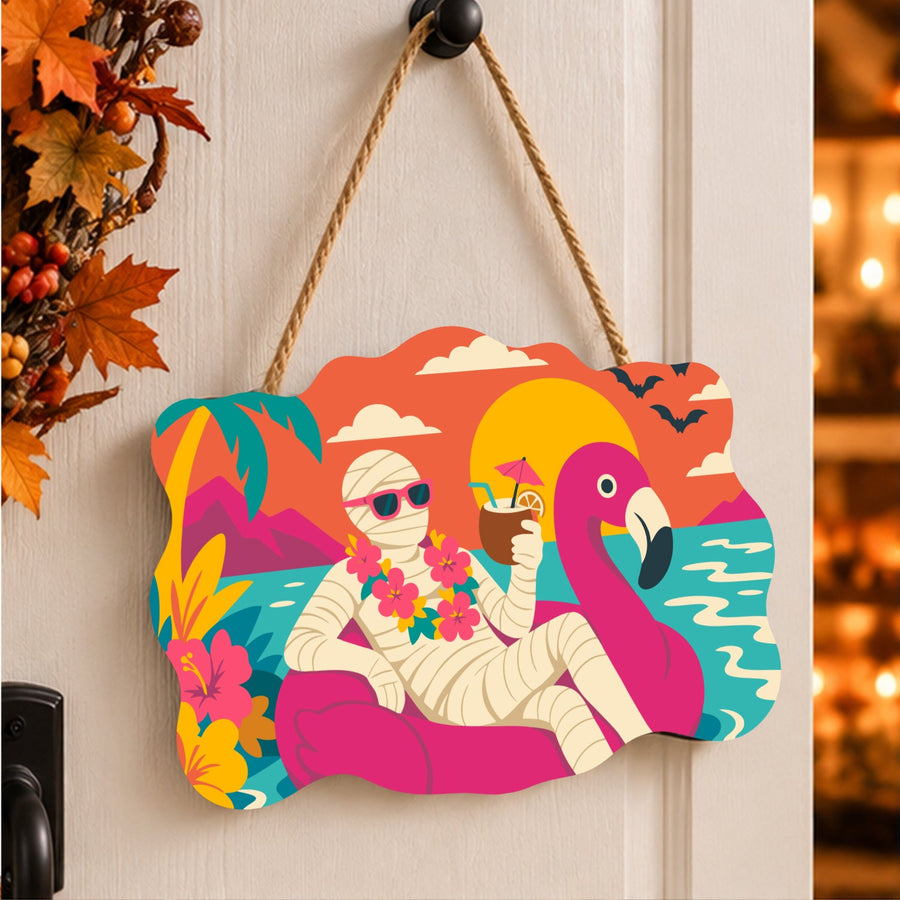 Momie sur la Plage | Pancarte à peindre
