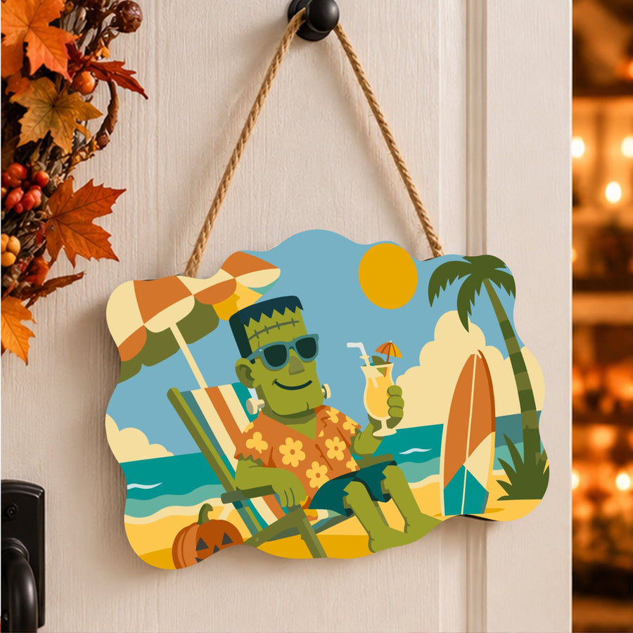 Monstre Vert en Vacances | Pancarte à peindre