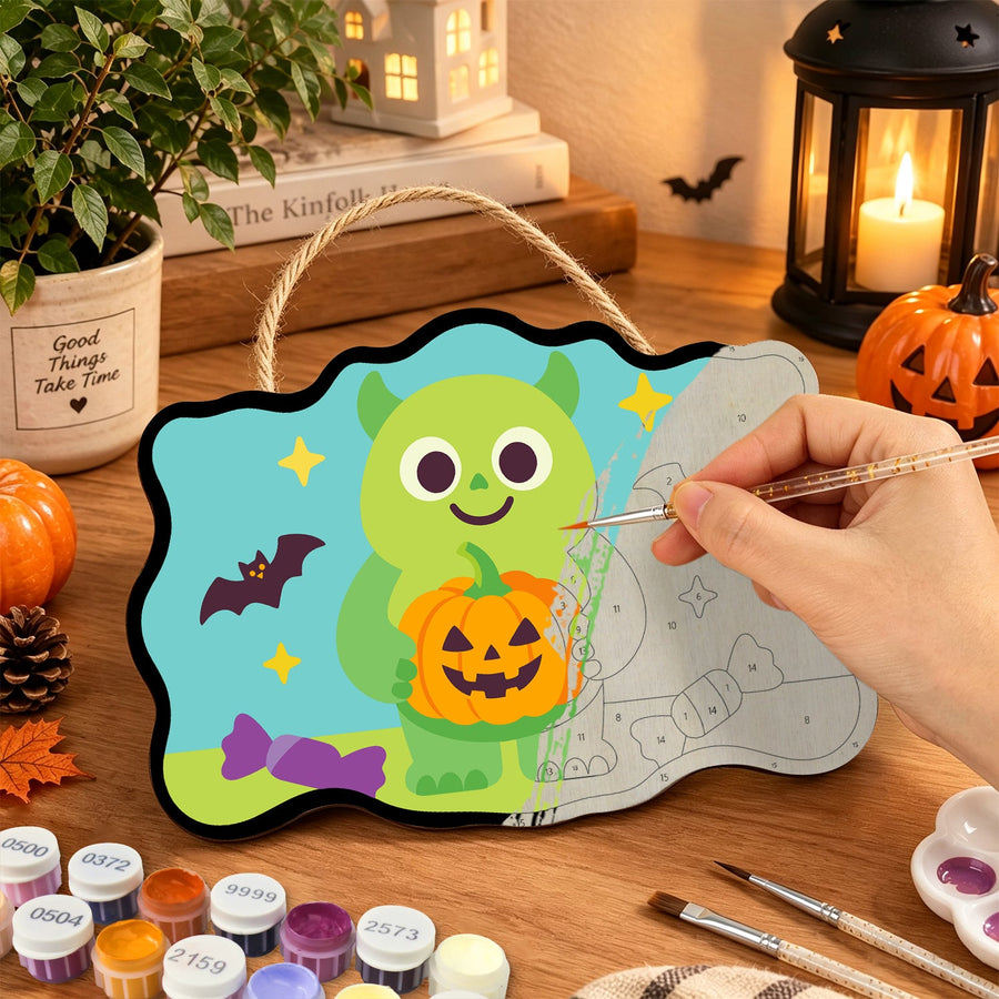 Petit Monstre et sa Citrouille | Pancarte à peindre