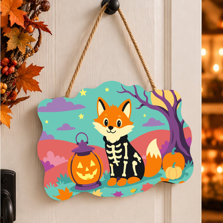 Renard en Costume Squelette | Pancarte à peindre