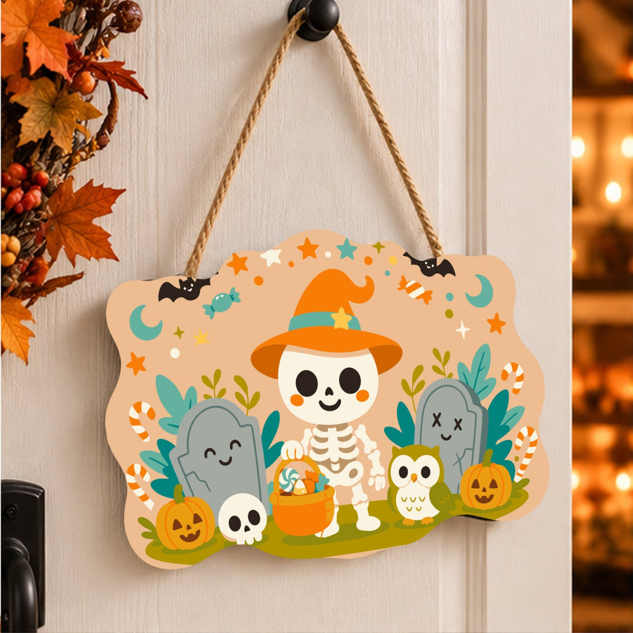 Squelette et Petit Hibou | Pancarte à peindre