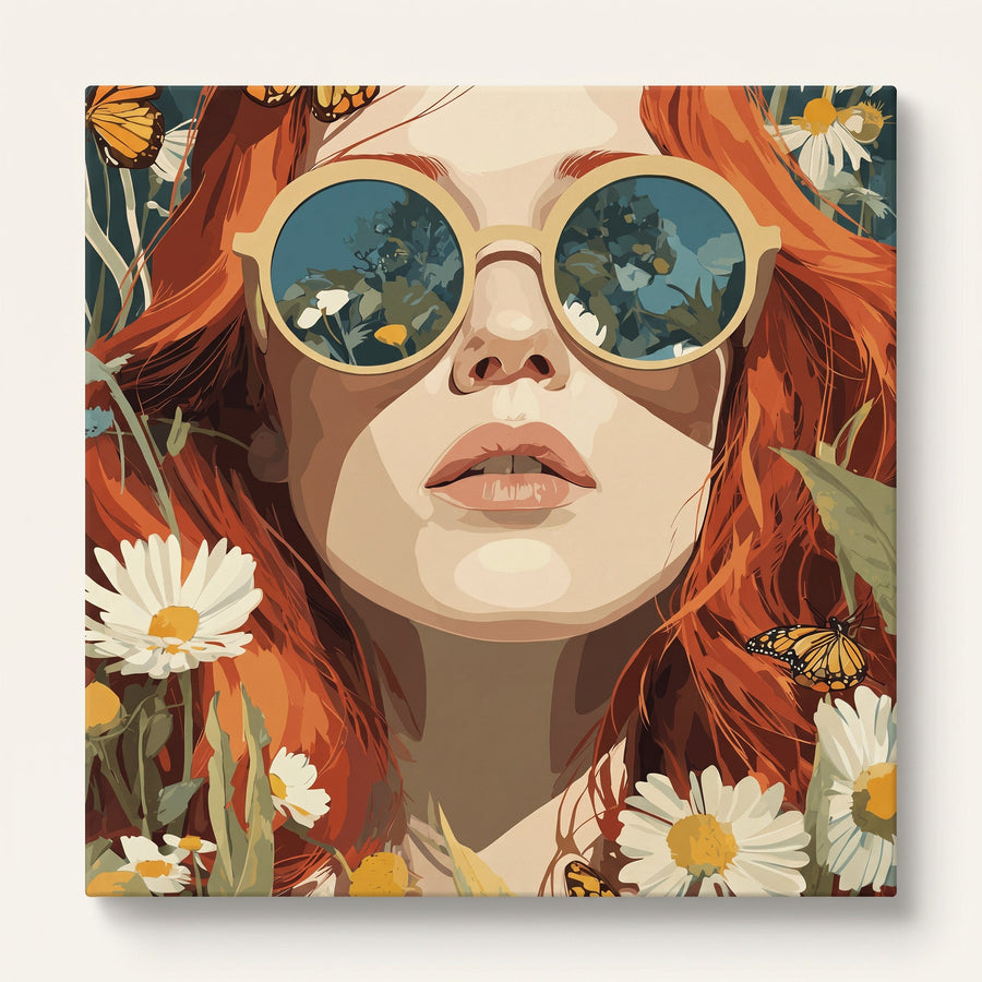 À travers des Lunettes Fleuries | Peinture par numéro