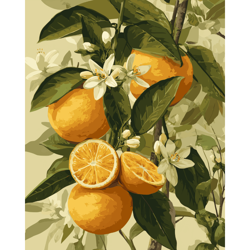 Agrumes en Fleurs | Peinture par numéro