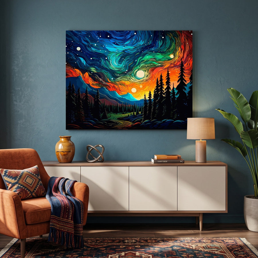 Aurores sur la Forêt | Peinture par numéro
