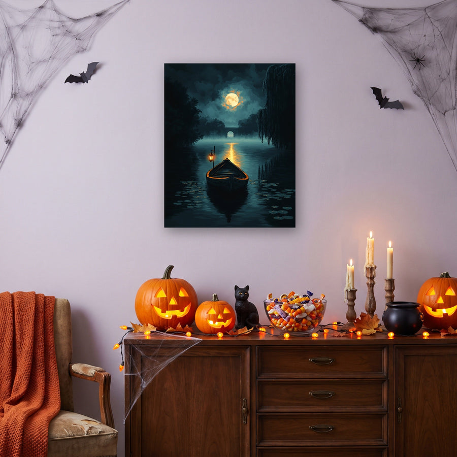 Barque sous la Lune | Peinture par numéro