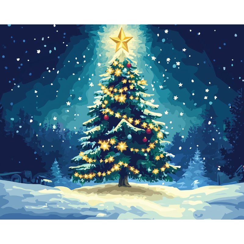 Sapin de Noël Majestueux | Peinture par numéro