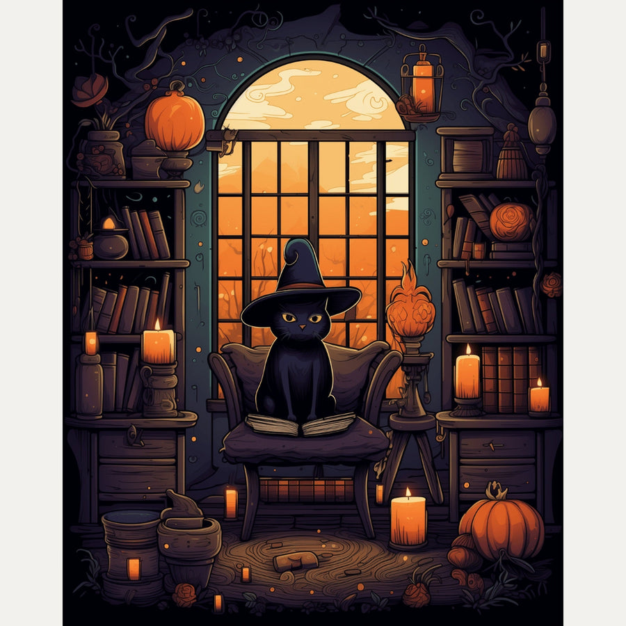 Bibliothèque du Chat Noir | Peinture par numéro