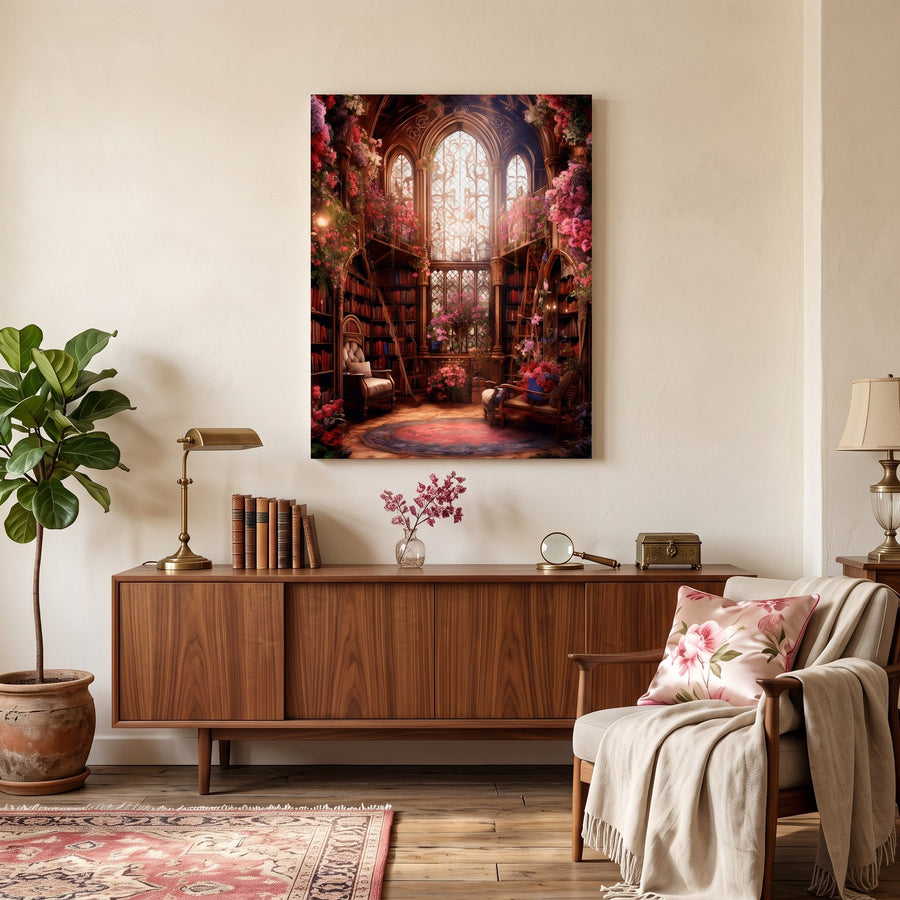 Bibliothèque florale enchantée | Peinture par numéro