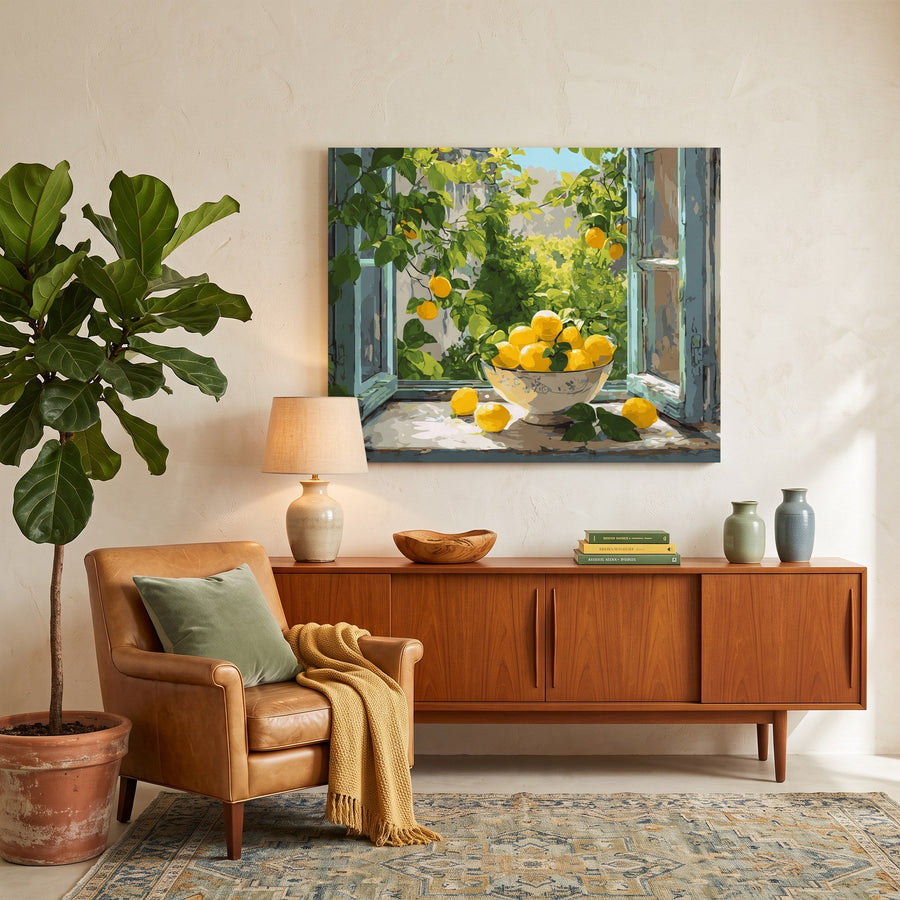 Bol de citrons à la fenêtre | Peinture par numéro