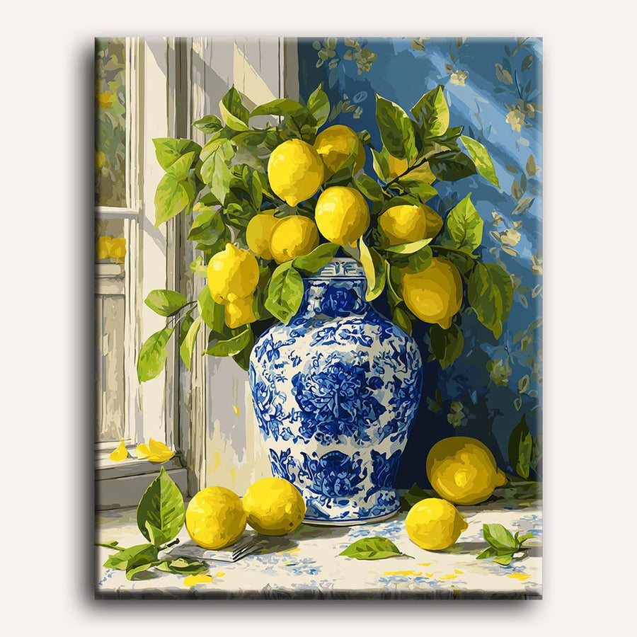 Branches de Citronnier en Vase | Peinture par numéro