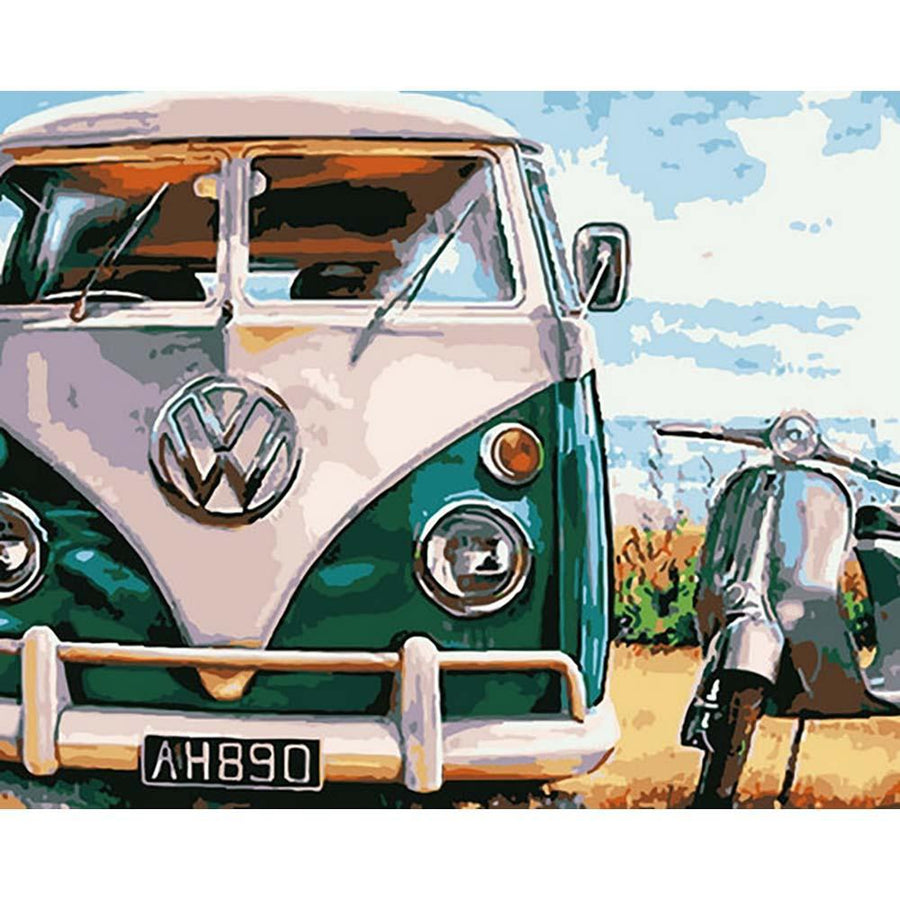 Bus et Vespa | Peinture par numéro