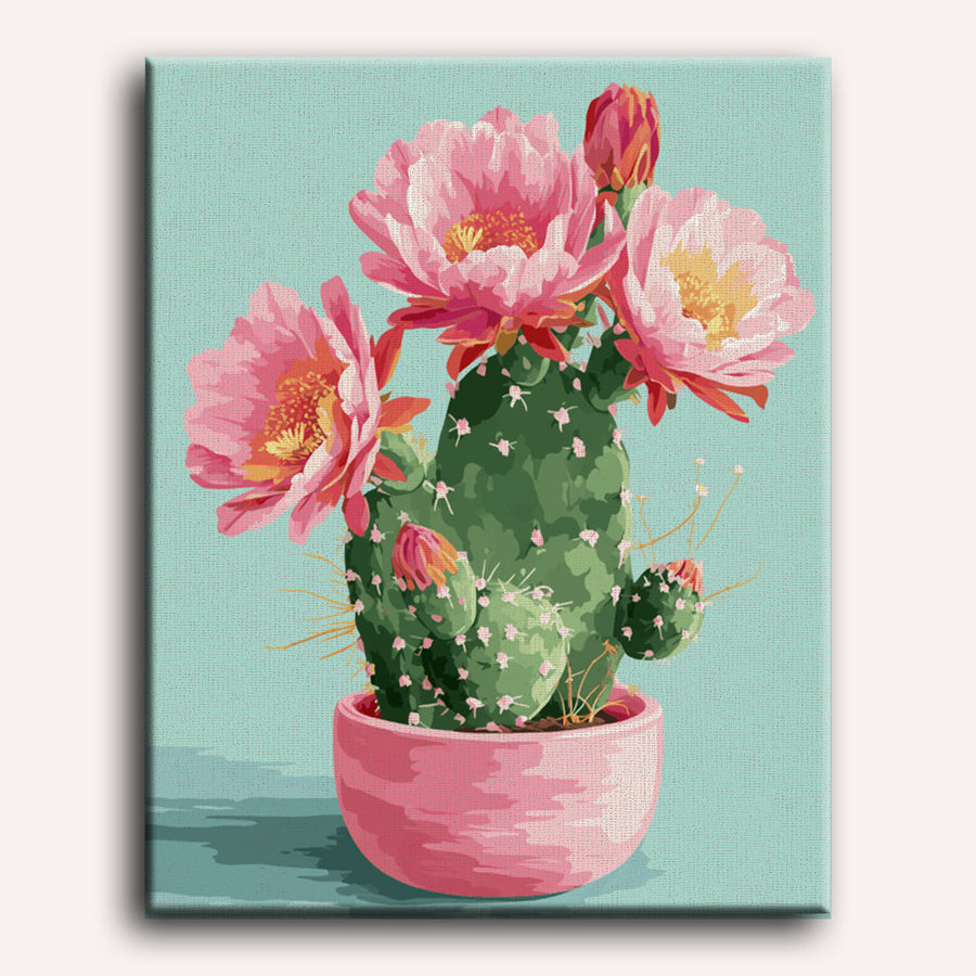 Cactus en Fleurs | Peinture par numéro