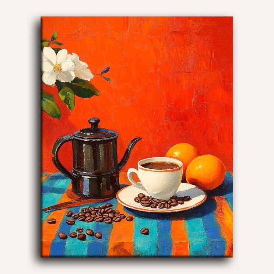Café et Oranges | Peinture par numéro