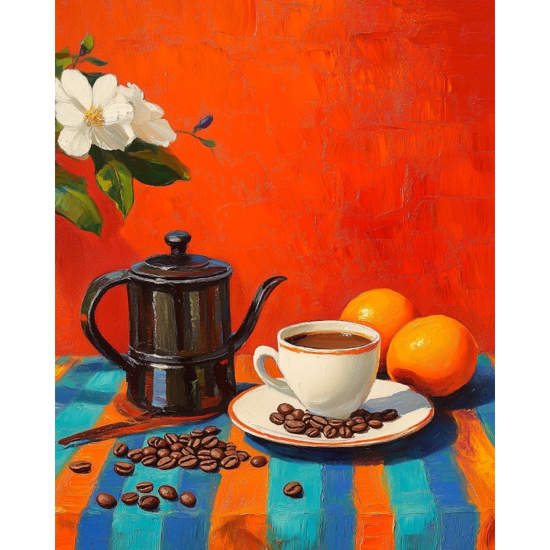 Café et Oranges | Peinture par numéro
