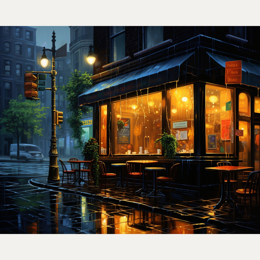 Café sous la Pluie | Peinture par numéro