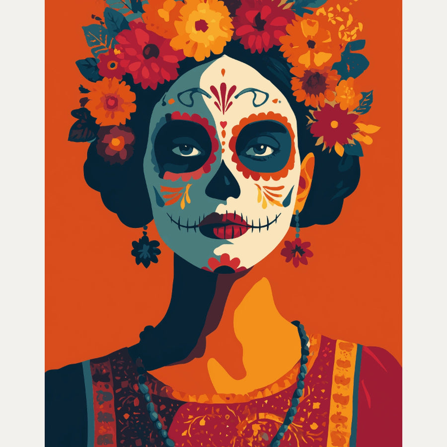 Catrina aux Fleurs | Peinture par numéro