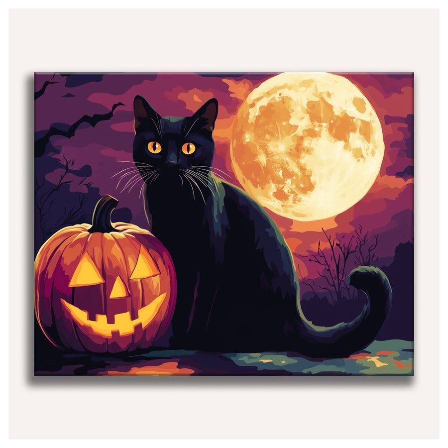 Chat et Citrouille | Peinture par numéro