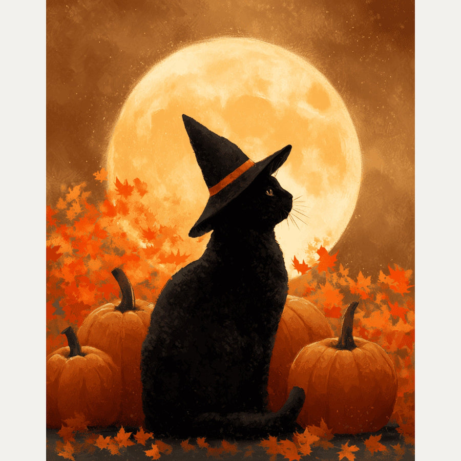 Chat sous la Lune | Peinture par numéro