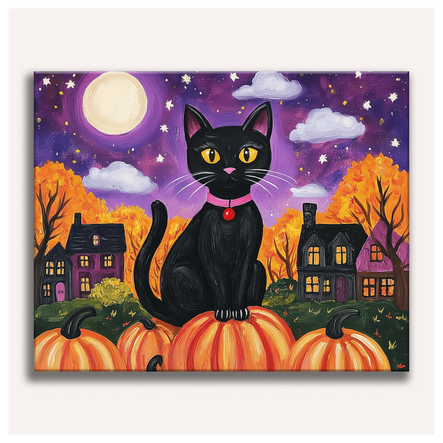 Chat sur les Citrouilles | Peinture par numéro